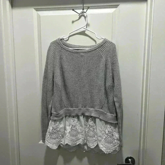 Cato Women sweater with lace bottom Size XL White. Details On Side (0462) - Picture 3 of 11